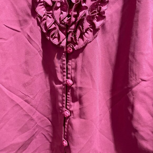 (7) Raspberry Ruffles Puff Sl. Valentines Boho Office Barbiecore Top Blouse 20W - Picture 5 of 7
